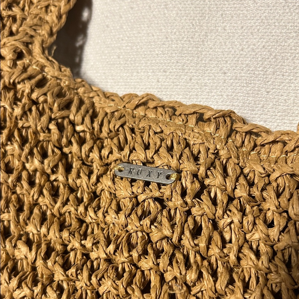 Roxy Woven Straw Tote Bag in Natural Brown - Picture 5 of 5